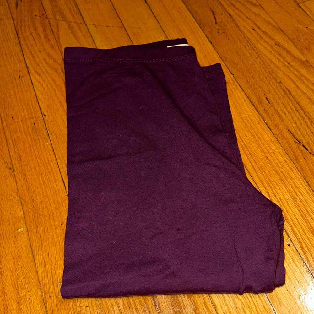 NEW REG & PLUS Cotton Stretch Capri Leggings Plum